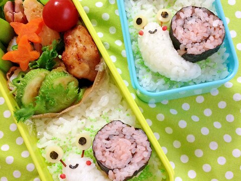 簡単キャラ弁☆のり巻きＤＥかたつむりのお弁当♪